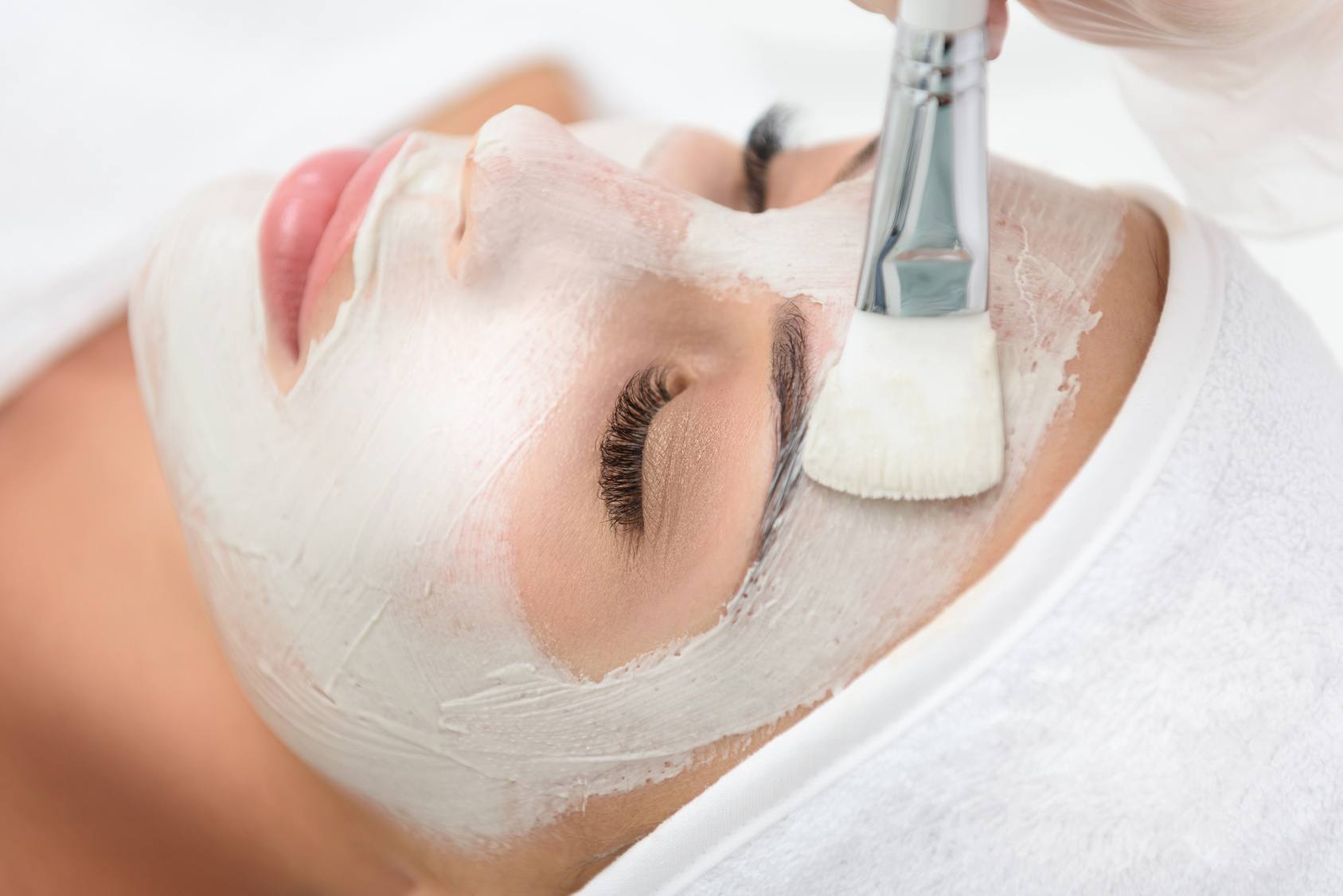 Calm girl relaxing at beauty salon